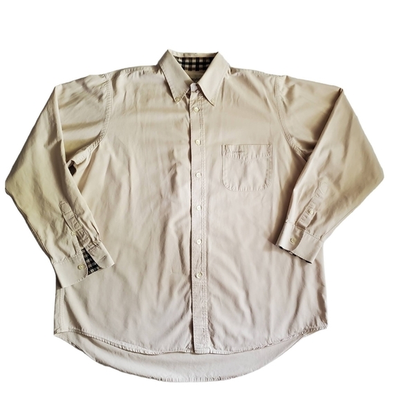 Aquascutum London Tan Button Up Shirt Size Large - Picture 1 of 7
